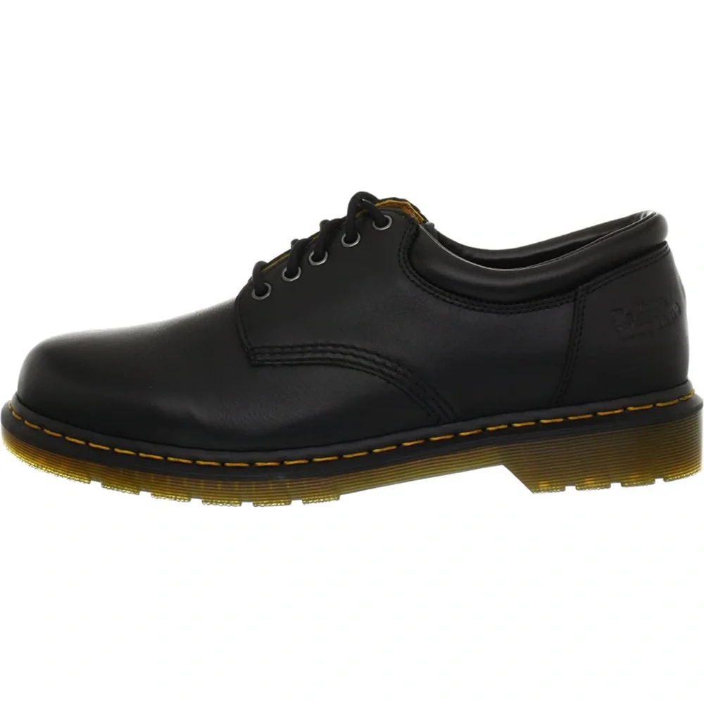 Dr. Martens Men's Oxford Shoes genuine 100 % leather lace up black rubber sole - Picture 4 of 7